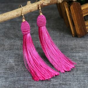 Rose Pink Tassle Earrings